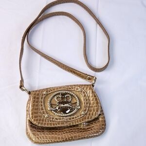 NWOT Kathy Van Zeeland Crossbody Bag Metallic Bronze Croco Embossed